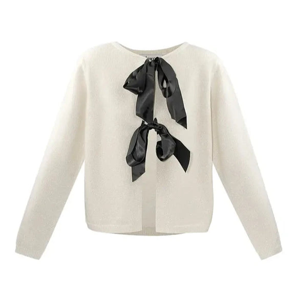 Cream Big Bow Cardigan