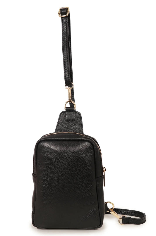 Leather Sling Bag - Black