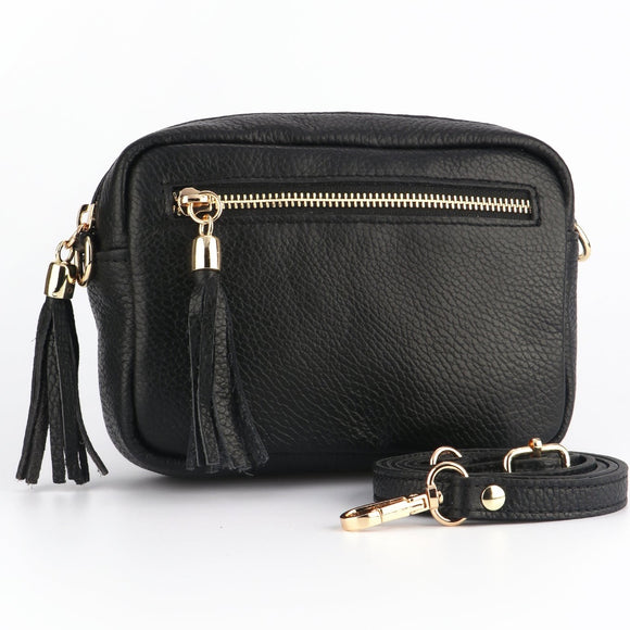 Small Italian Leather Bag - Black
