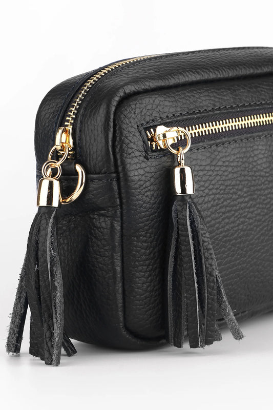 Small Italian Leather Bag - Black