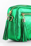 Small Italian Leather Metallic bag - Bright Green