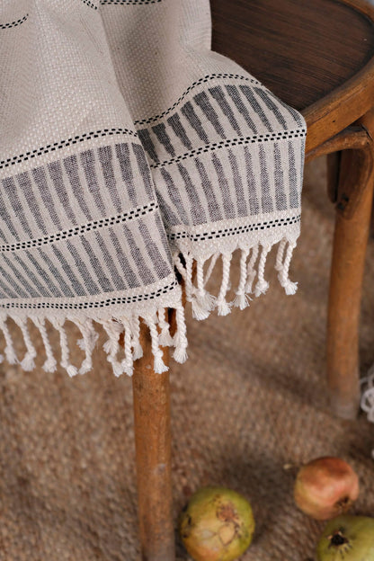 Peshtemal Hand Towel - Cream/Black