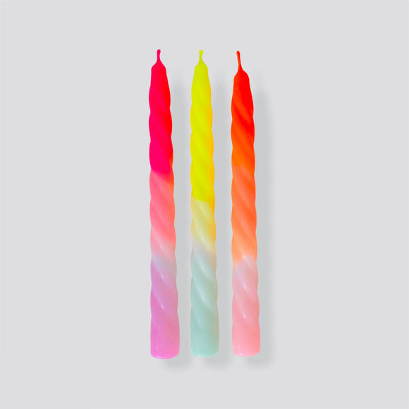 Dip Dye Twisted Candles - Shades of Fruit Salad