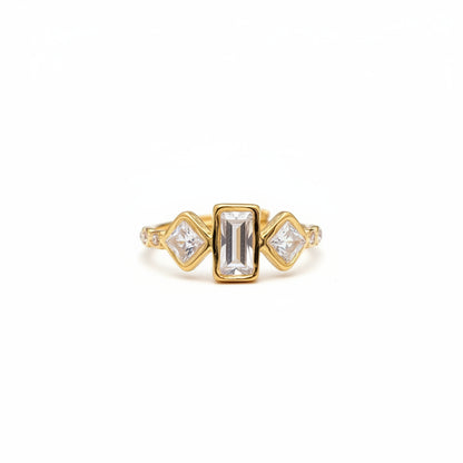 Geometric zircon Ring
