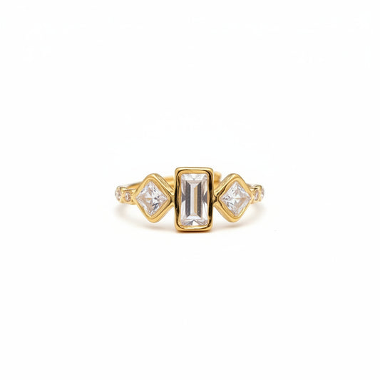 Geometric zircon Ring