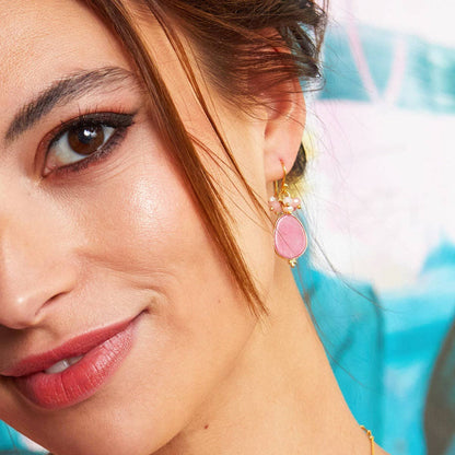 Pendientes de jade rosa