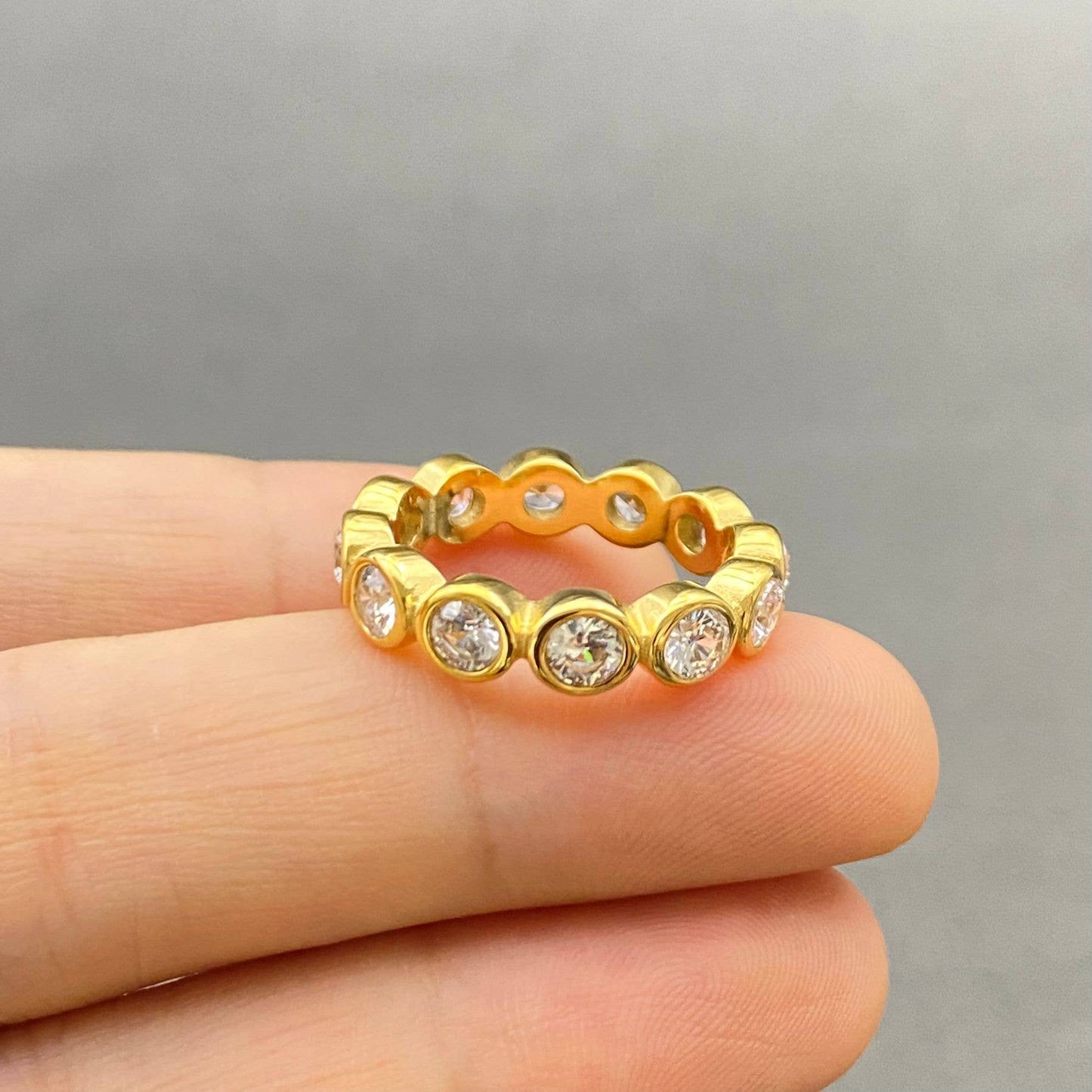 Rectangular  Zircon 18K Gold Plated Ring