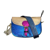 Multicolour Metallic Shoulder Bag - Blue and Gold