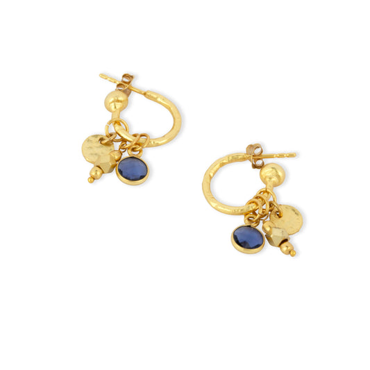 Iolite Charm Hoop Earrings