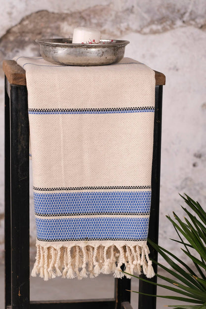Blue and Black stripe Turkish Peshtemal Hand Towel
