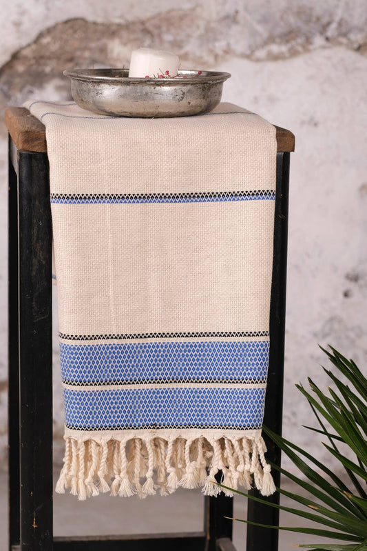 Blue and Black stripe Turkish Peshtemal Hand Towel