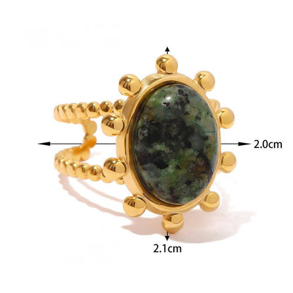 Adjustable Green Natural Stone Ring