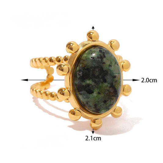 Adjustable Green Natural Stone Ring