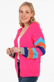 Pink Cardigan with striped sleeves