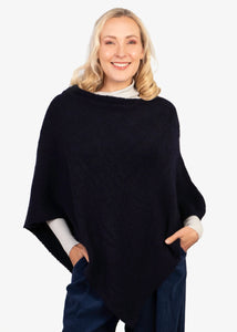 Knitted Poncho - Navy Blue