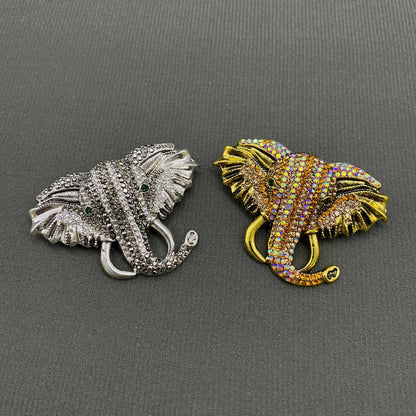 Rhinestone Elephant Brooch: Silver