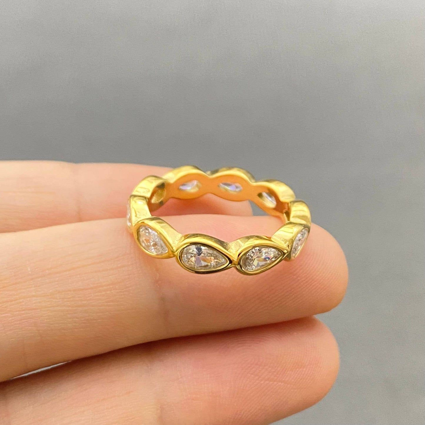Rectangular  Zircon 18K Gold Plated Ring