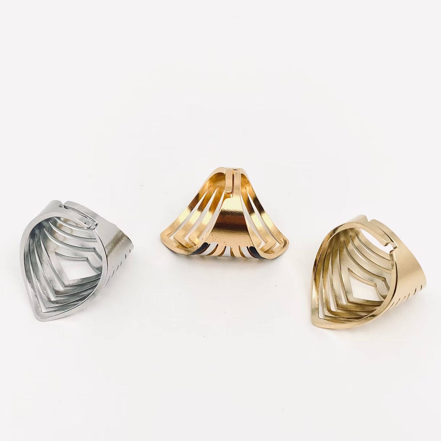 Geometric Hollow Ring - Gold