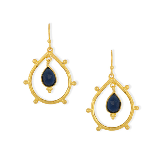 Iolite Hoop Studded Earrings