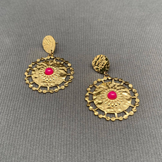 Hammer texture Sun Earrings