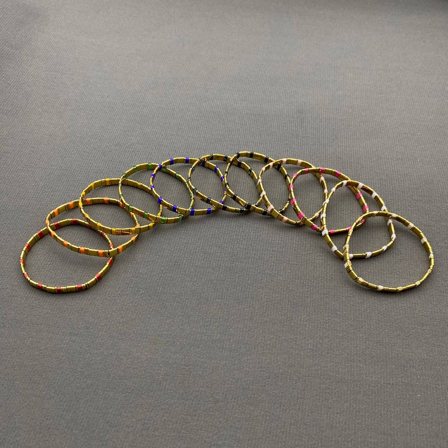 Pink 5mm Glass & Hematite Beaded Elastic TILA Bracelets