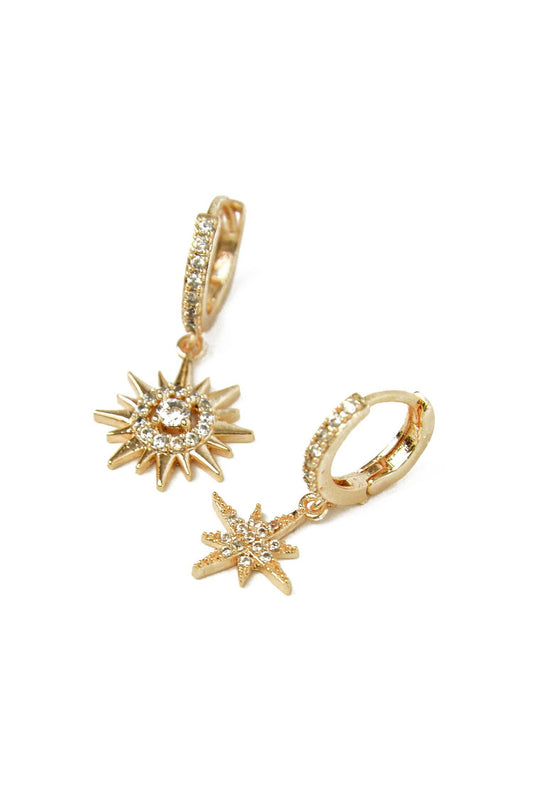 Sun & Star Crystal Hoops