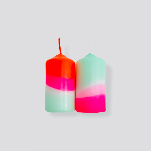 Dip Dye Neon Candles - Peppermint Cherry