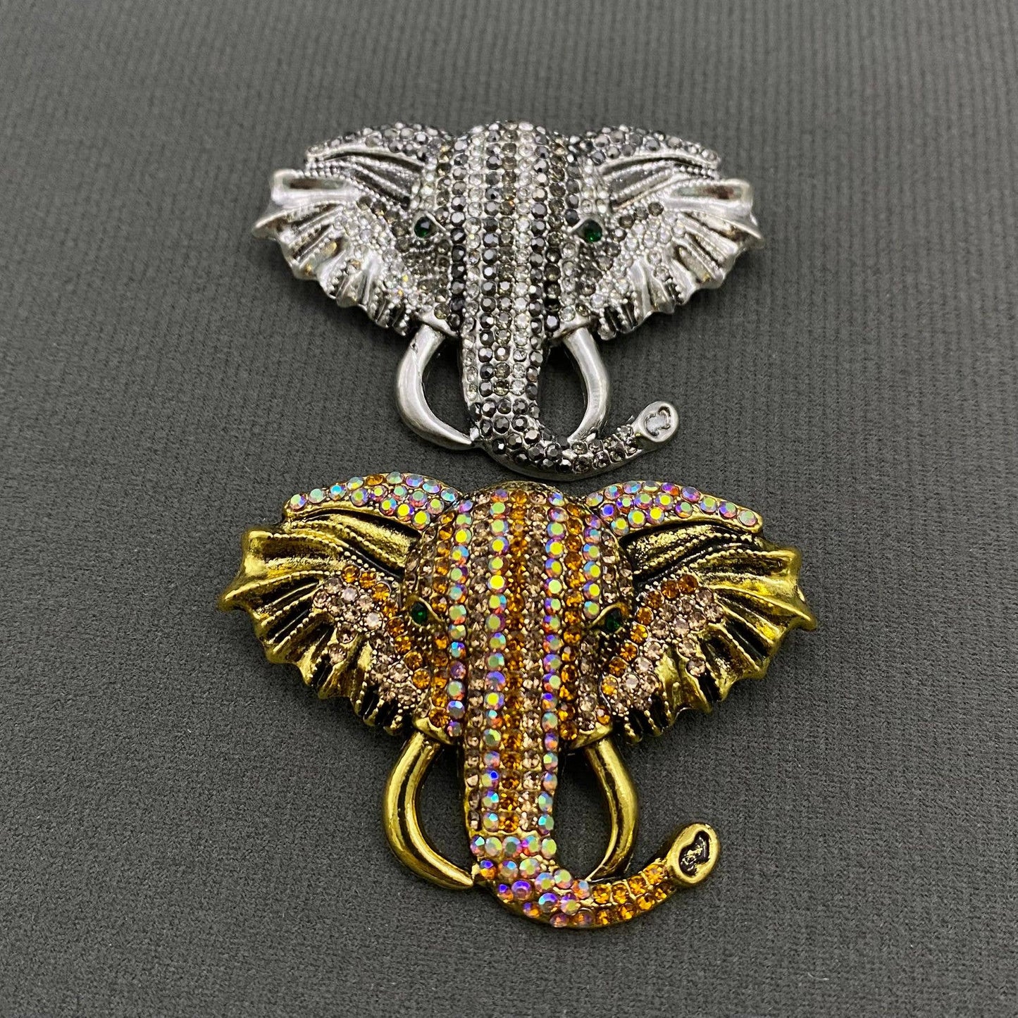Rhinestone Elephant Brooch: Silver