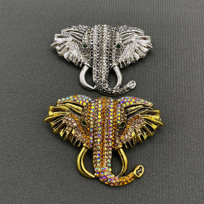 Rhinestone Elephant Brooch: Silver