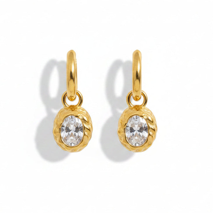 Drop Stone Huggie hoop Earrings