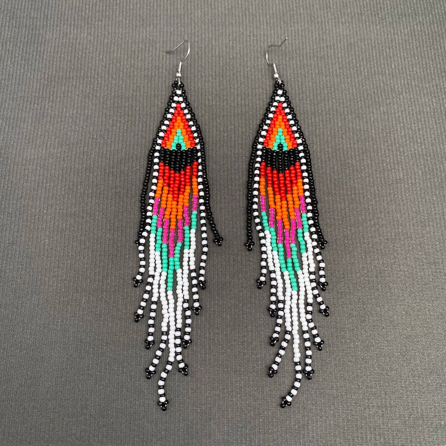 Seed Beads Fringe Dangle Earrings