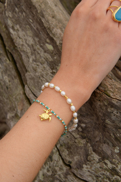 Pearl & Gold Bead Bracelet