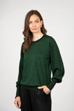 Balloon Sleeve Jumper - Green, Glitter