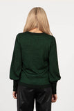 Balloon Sleeve Jumper - Green, Glitter