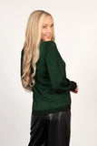 Balloon Sleeve Jumper - Green, Glitter