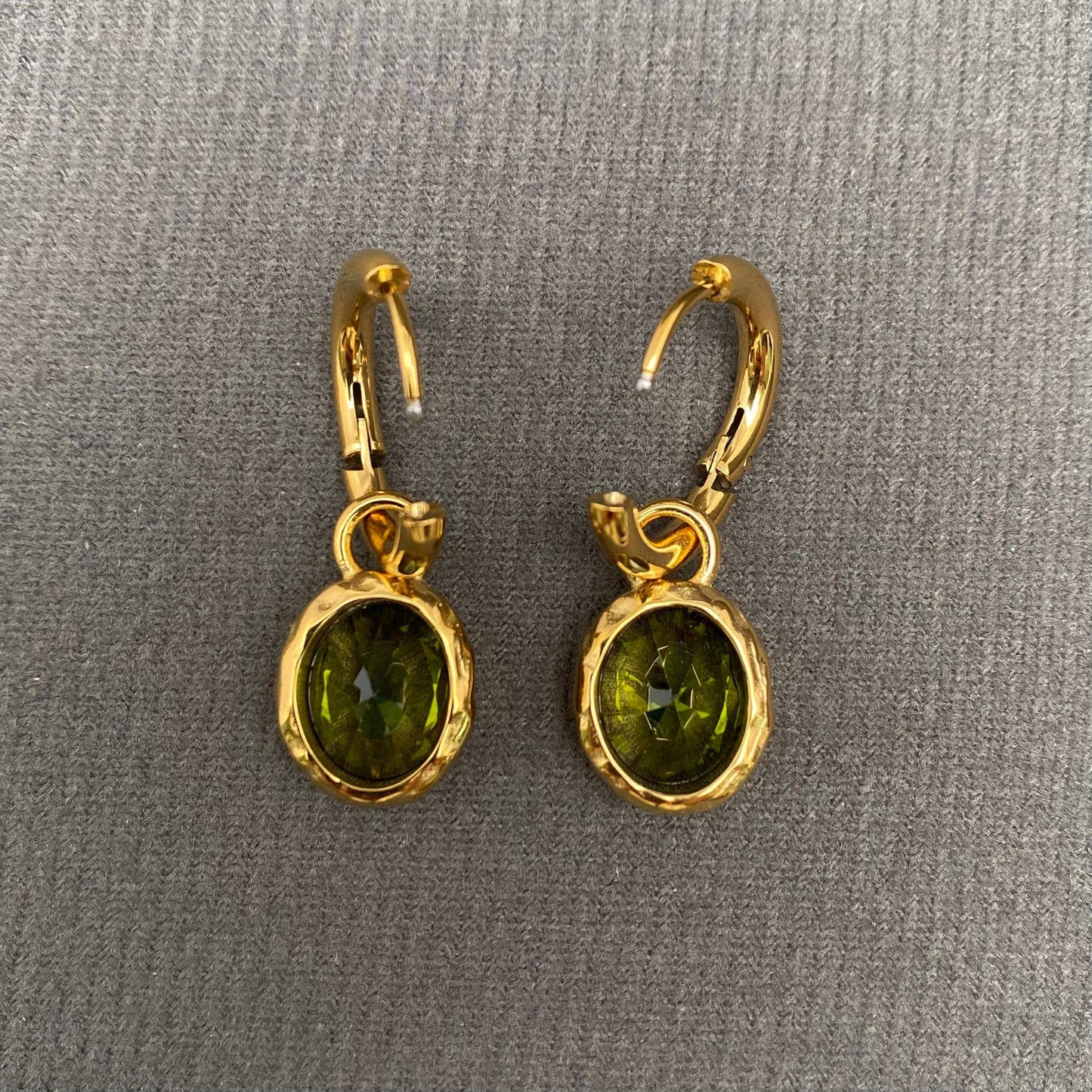 Drop Stone Huggie hoop Earrings