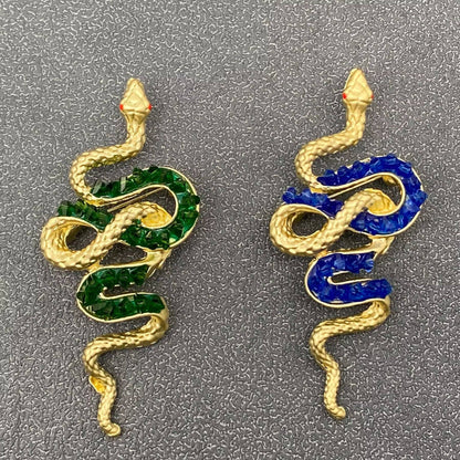 Metal Snake Brooch: Green