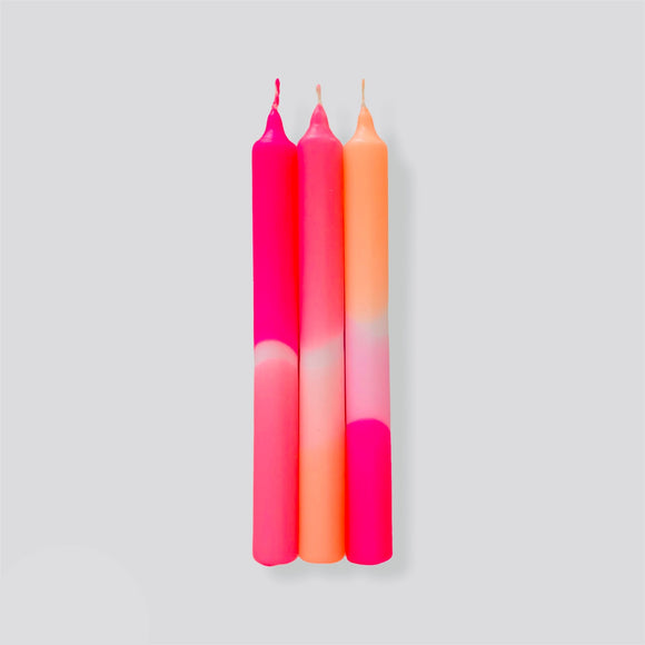 Dip Dye Neon Candles - Flamingo Pink