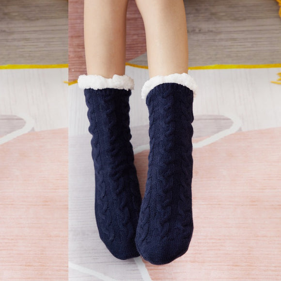 Long Anti Slip Snuggling Socks - Navy