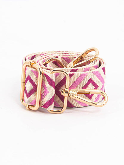 Woven Bag Strap - Pink, Aztec