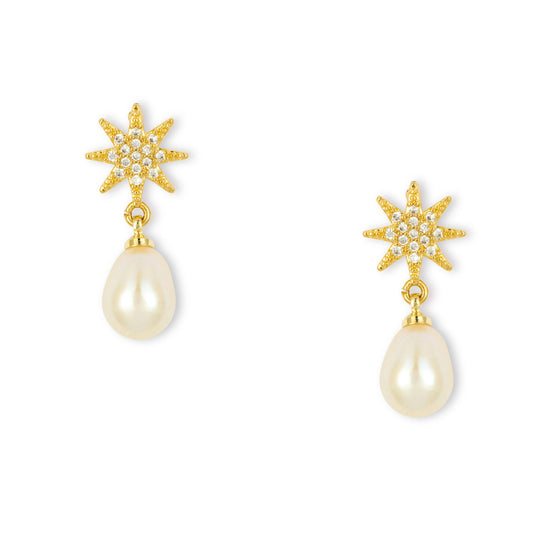 Star Pearl Drop Earrings
