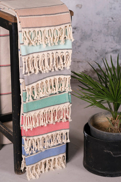 Blue and Black stripe Turkish Peshtemal Hand Towel