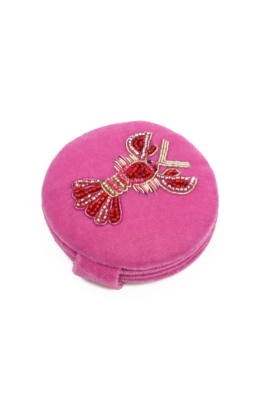 Pink Velvet Lobster Love Compact Mirror
