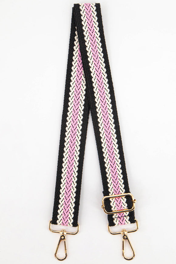 Stripe bag strap - Black/Pink