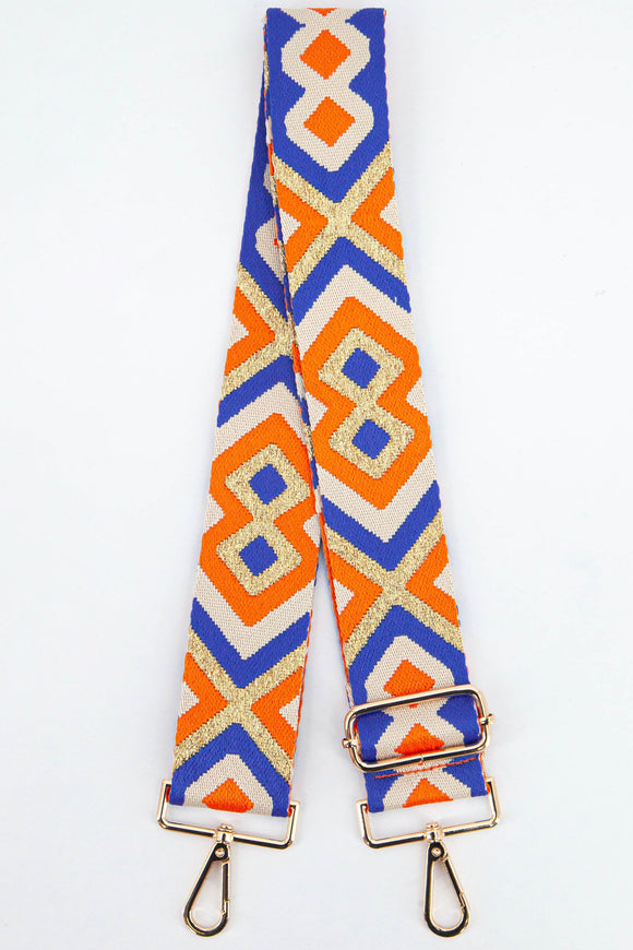 Aztek bag strap - Blue/Gold/Orange