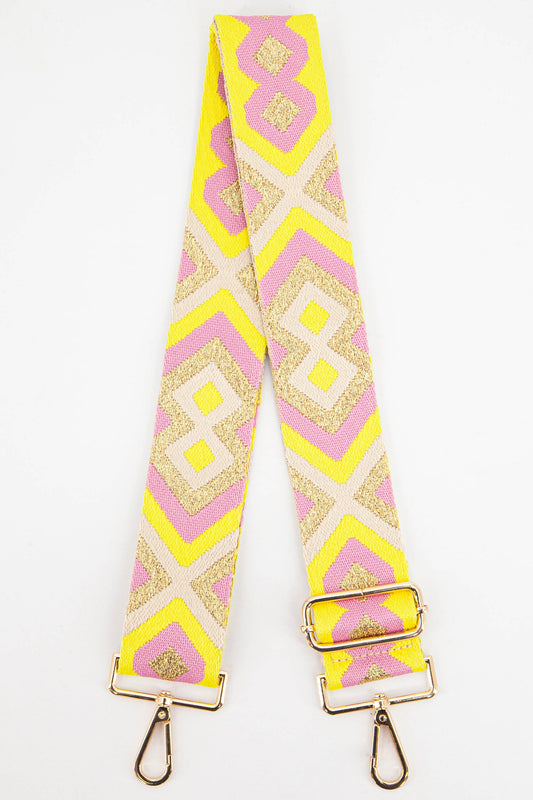 Aztek bag strap - Yellow/Gold/Pink