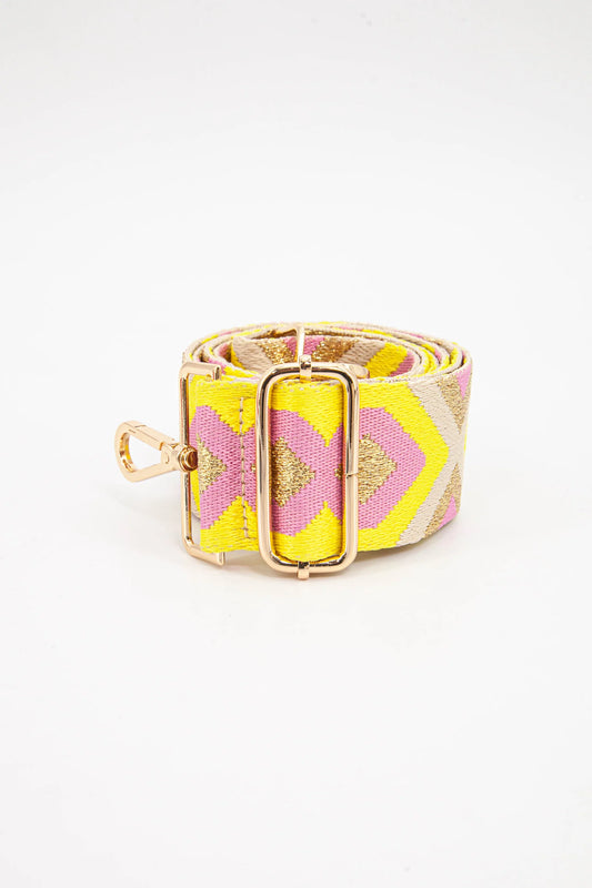 Aztek bag strap - Yellow/Gold/Pink