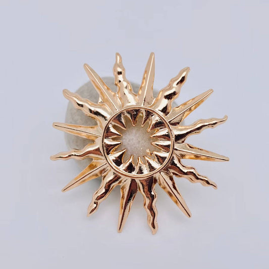 Vintage Metal Hollow Sun Brooch