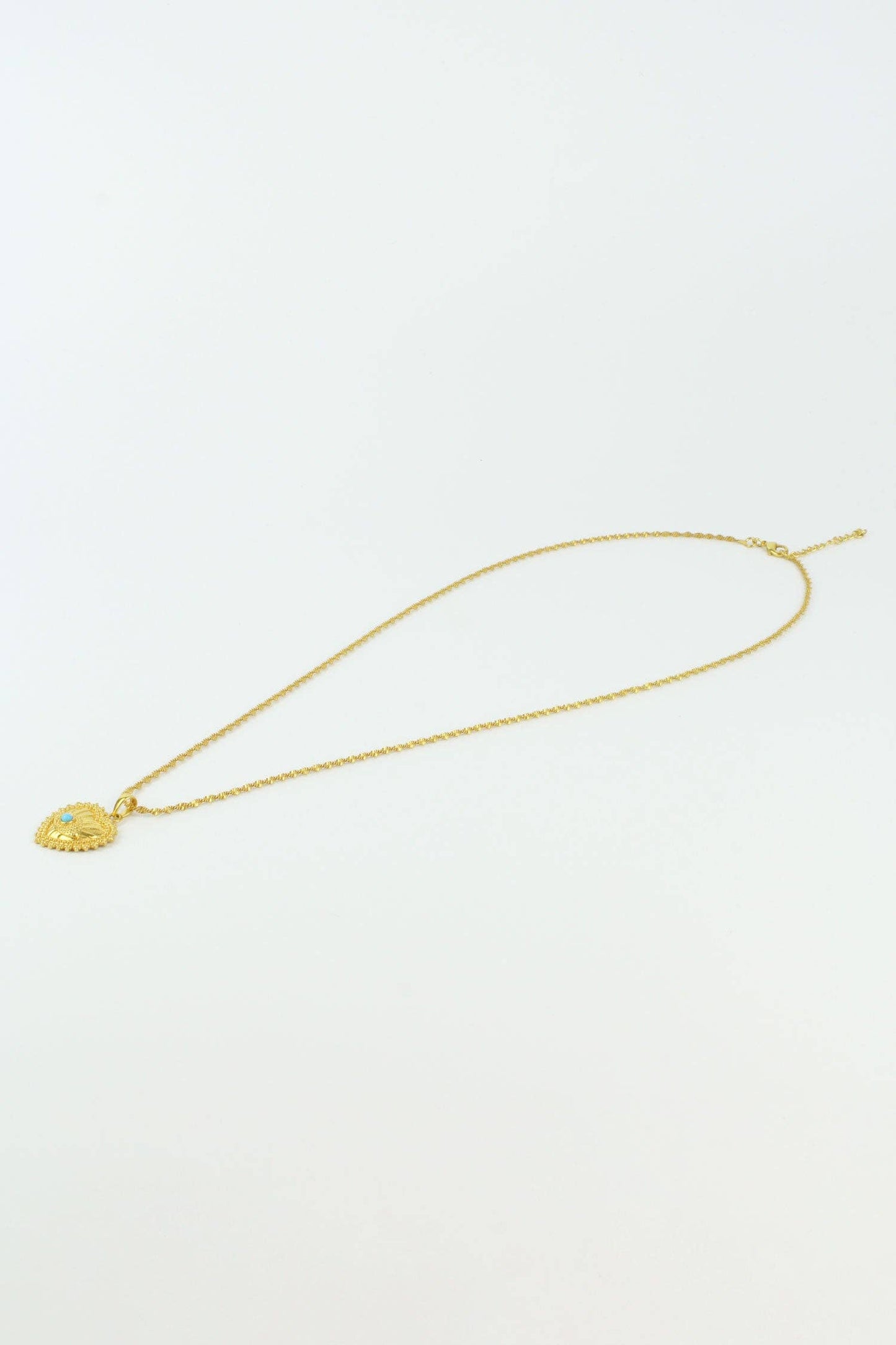 Gold and Turquoise Heart Pendant Necklace