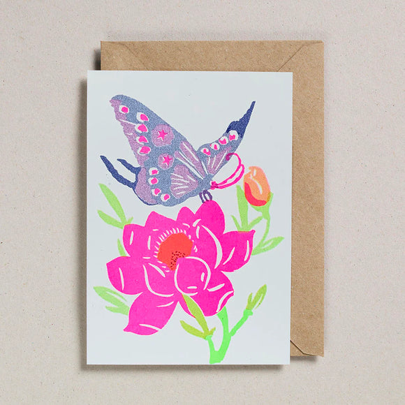 Blue Butterfly Riso Print Card